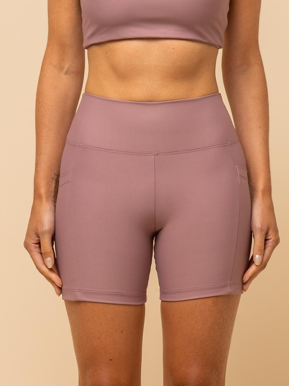 High-Waist Pink Shorts – Compression & Pocket