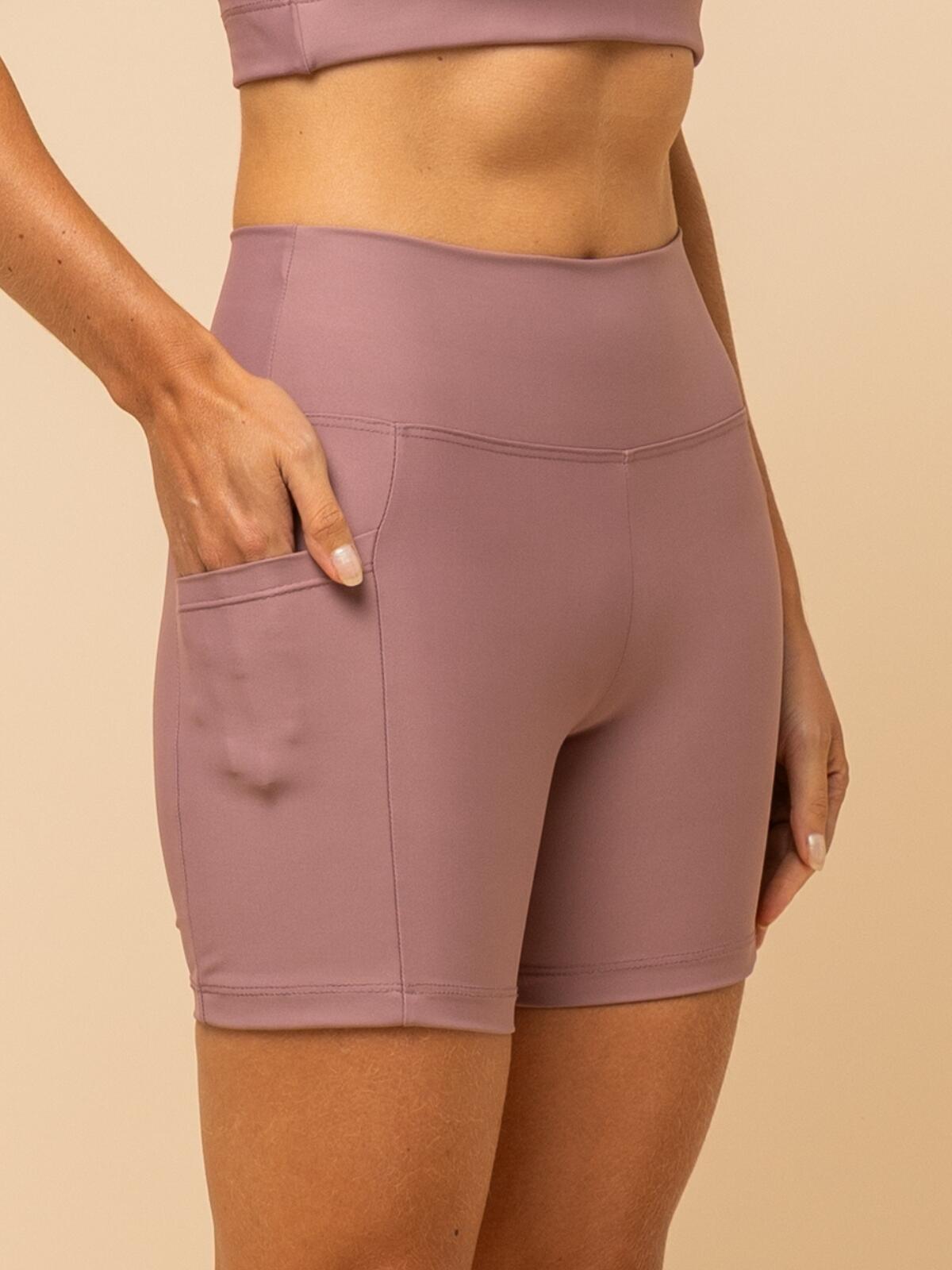 High-Waist Pink Shorts – Compression & Pocket